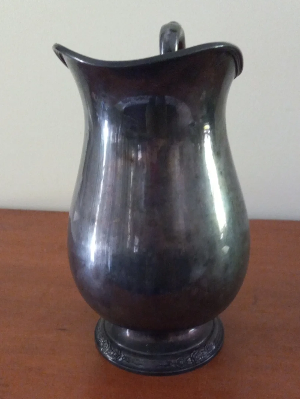 Camille #6017 Antique-Style Silver-Plated Metal Pitcher in Dark Patina Finish
